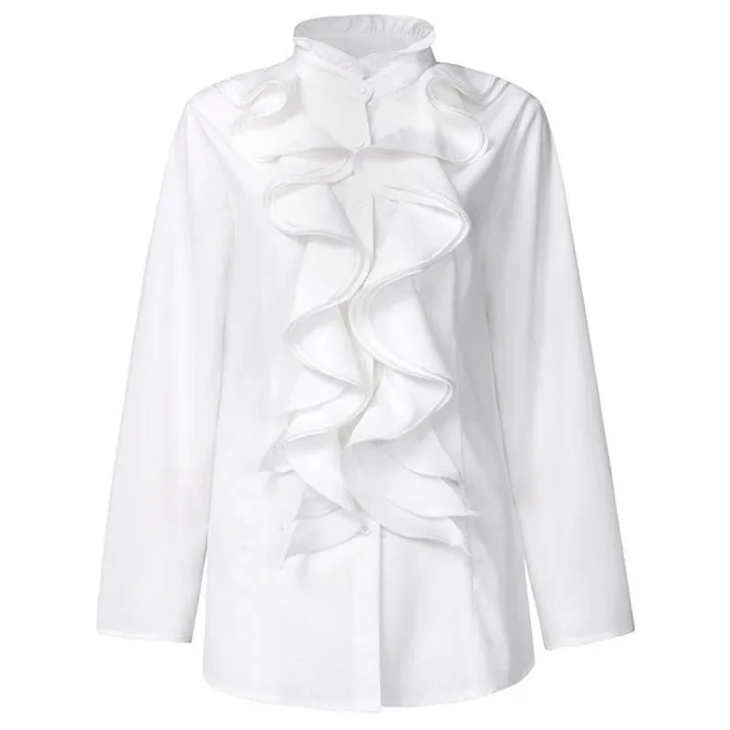 Vue 1 — Blouse Victorienne Col Volanté Femme