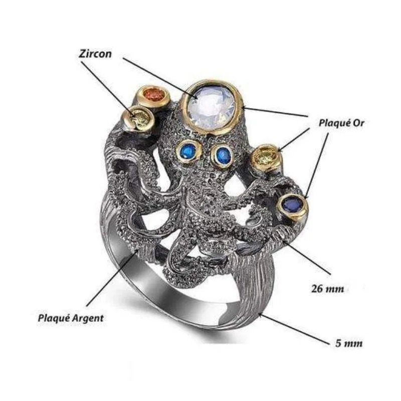 Vue 3 — Bague Steampunk Pieuvre