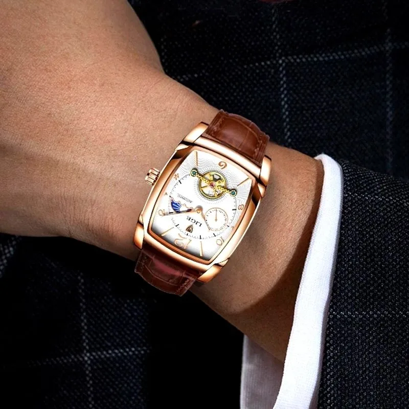 Vue 2 — Montre Rectangulaire Homme Luxe