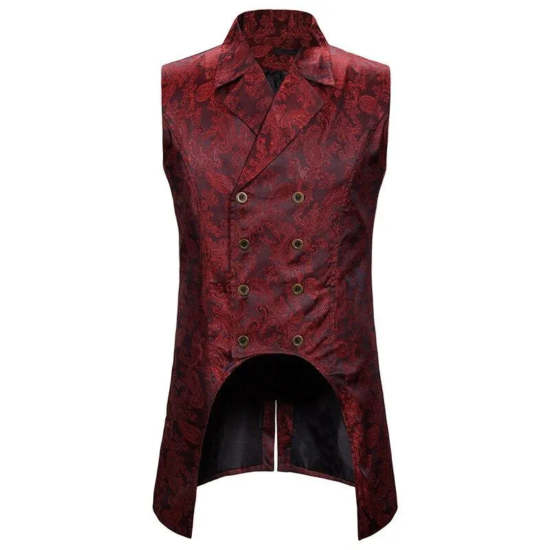 Veste Costume Gothique Sans Manche Homme Rouge