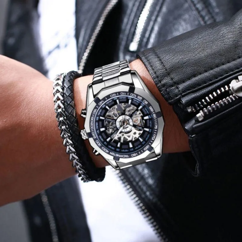 Vue 3 — Montre Mécanique Squelette Homme