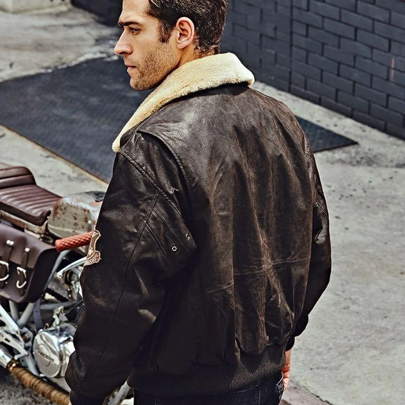 Vue 7 — Veste Steampunk Aviateur en Cuir