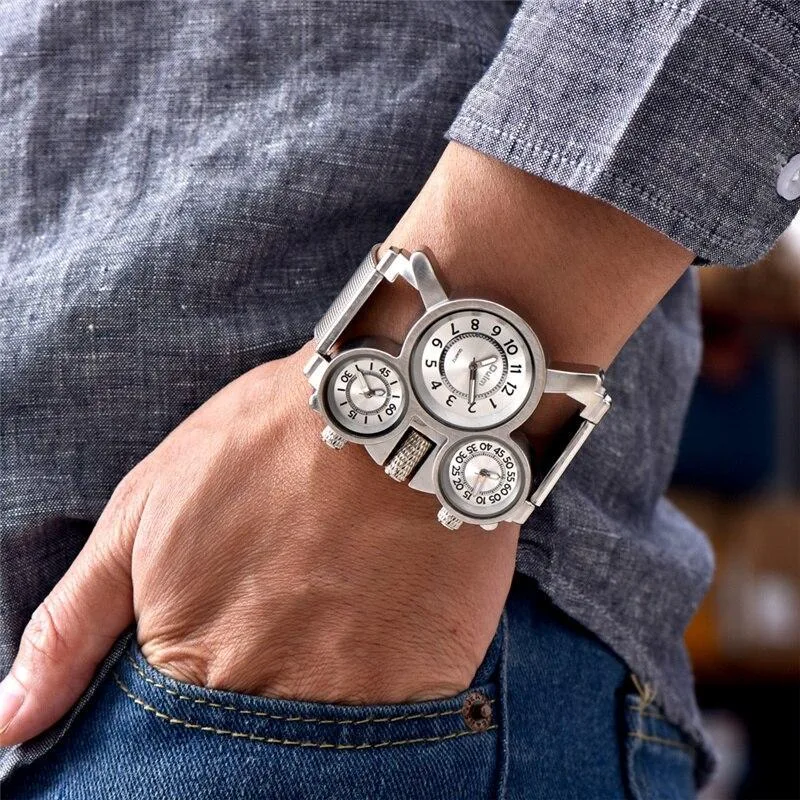 Vue 2 — Montre Steampunk 3 Cadrans Homme