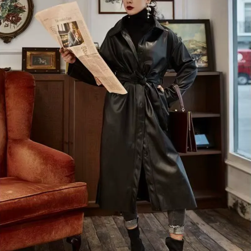 Vue 3 — Manteau Trench Coat Surdimensionné en PU
