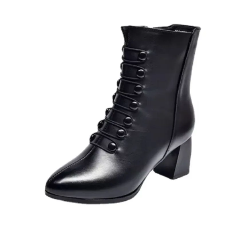 Bottines à Boutons PU Noir Steampunk Bottines à Boutons PU Noir Steampunk