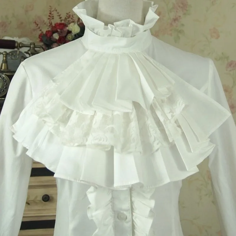 Vue 2 — Chemise à Jabot Goth Blanche