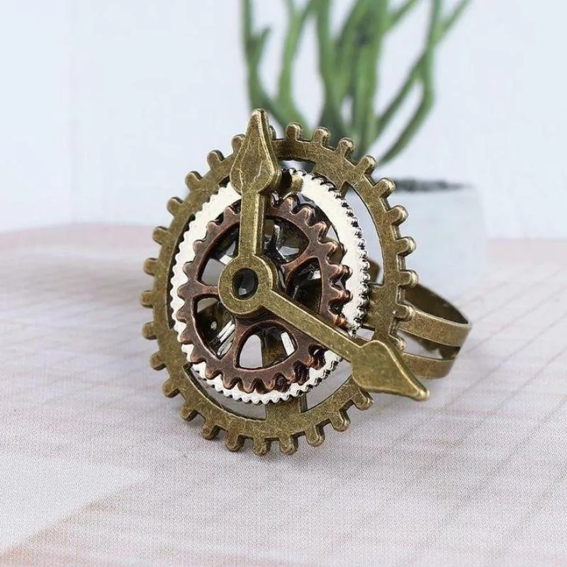Vue 5 — Bague Steampunk Horloge