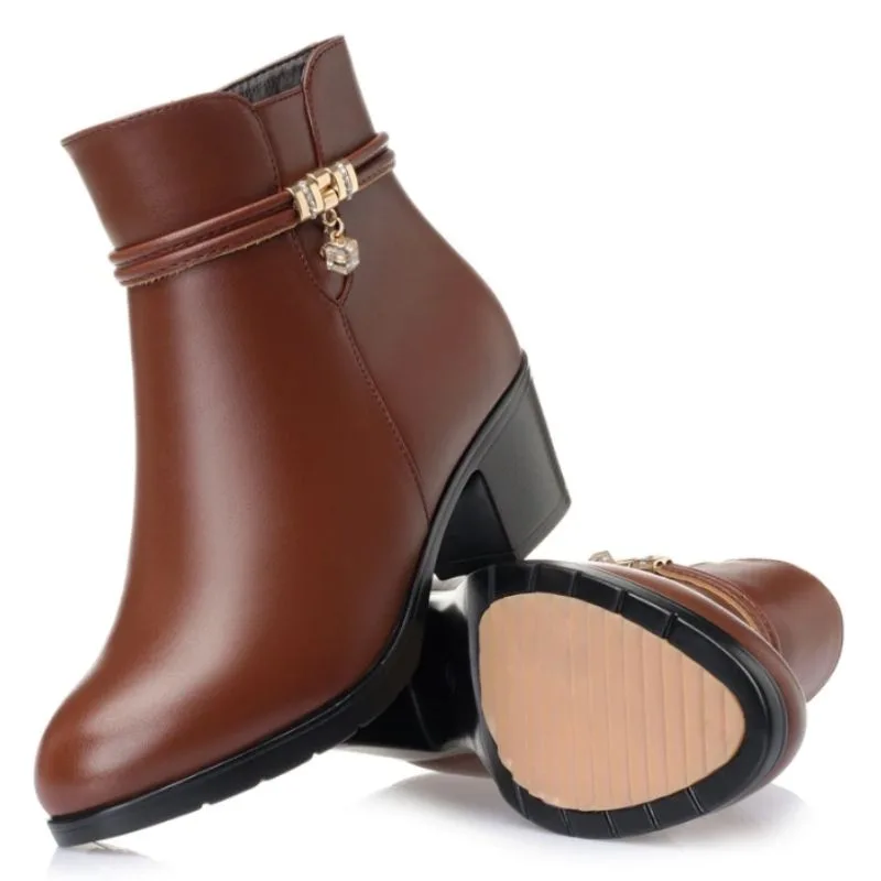 Vue 3 — Bottines en PU Marron à Talon