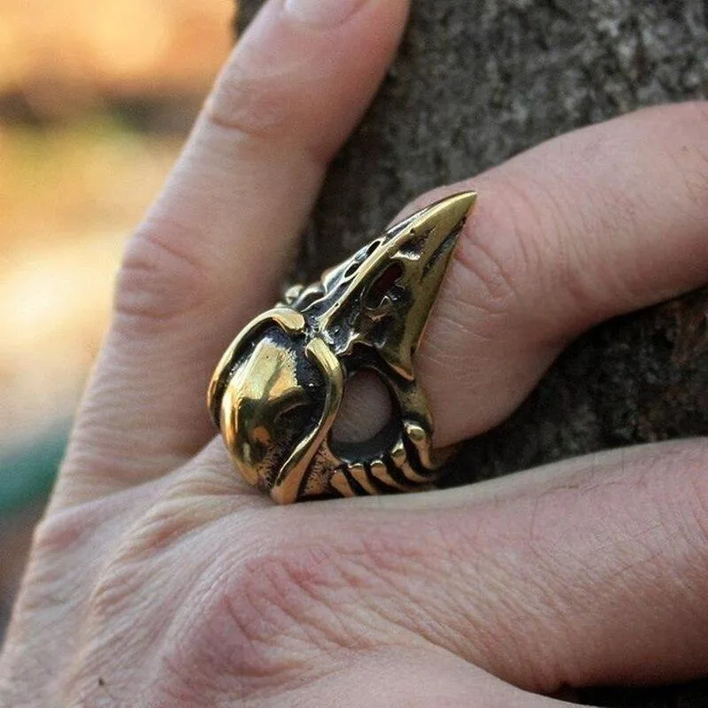 Vue 2 — Bague Corbeau Steampunk Bronze