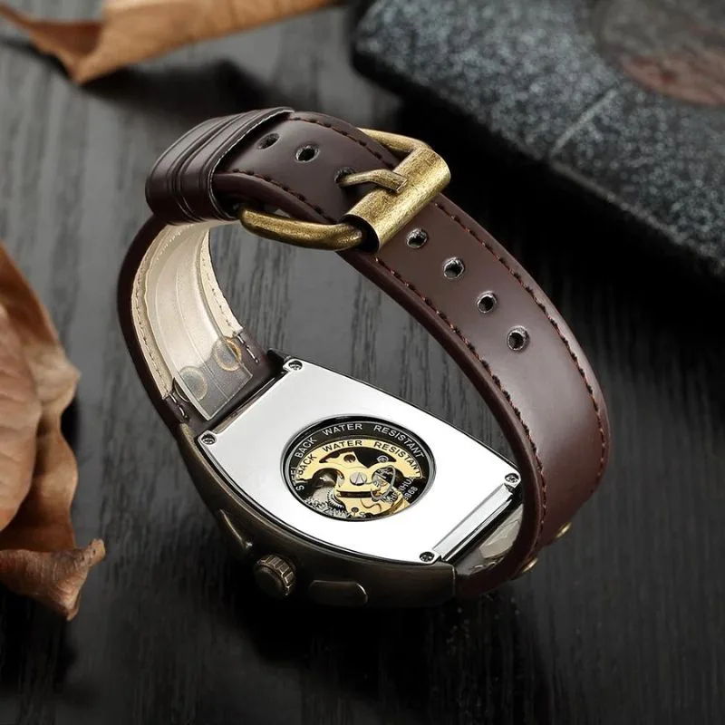 Vue 3 — Montre Mécanique Rectangulaire Homme