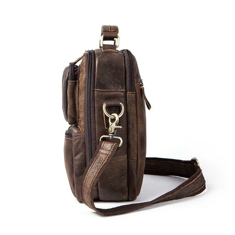 Vue 4 — Sac Bandoulière Homme Cuir Vintage