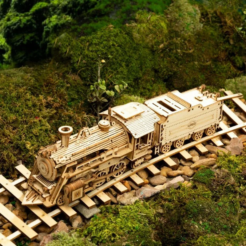 Vue 3 — Maquette Locomotive à Vapeur en Bois