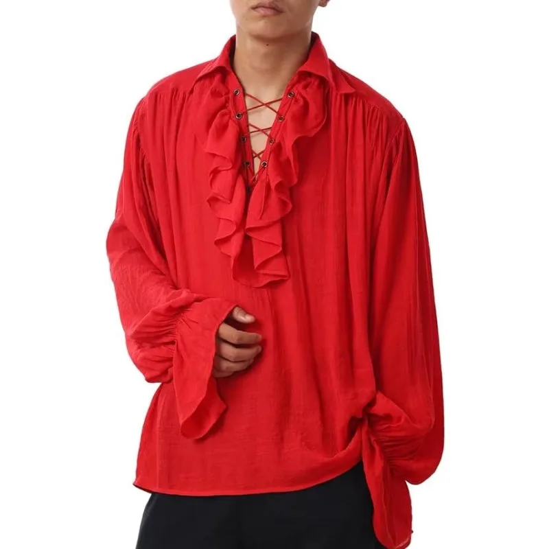 Vue 2 — Chemise Rouge Steampunk Homme
