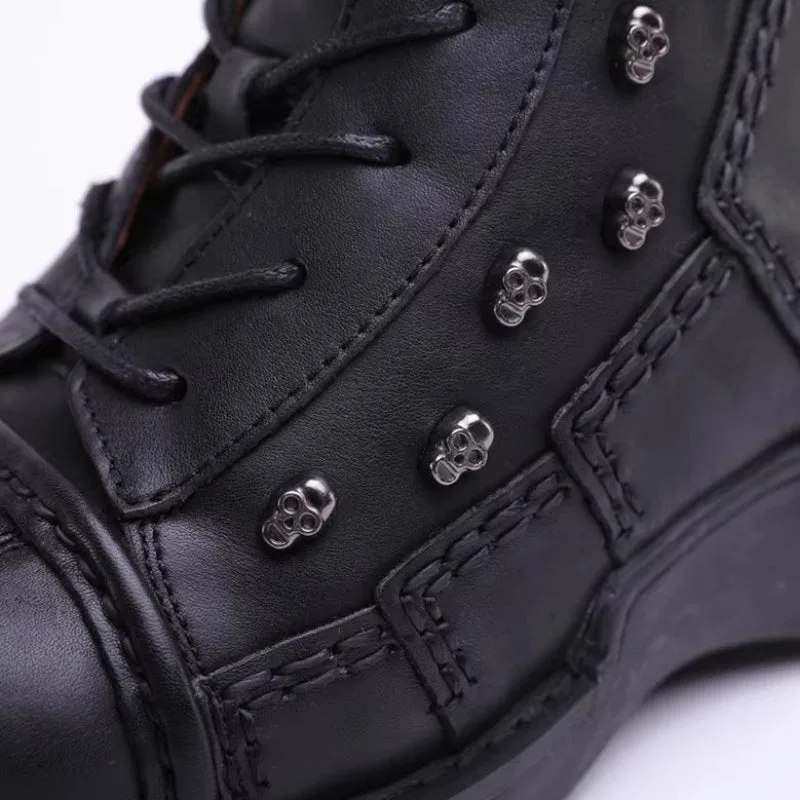 Vue 4 — Bottines Moto pour Homme en Cuir