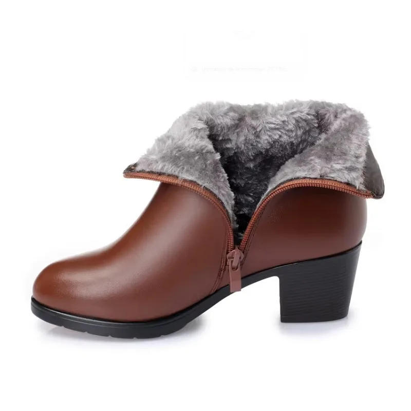 Vue 4 — Bottines en PU Marron à Talon