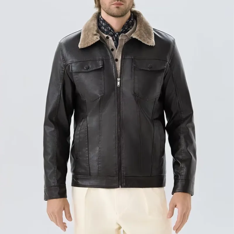 Vue 3 — Veste Aviateur Col Fourrure Homme