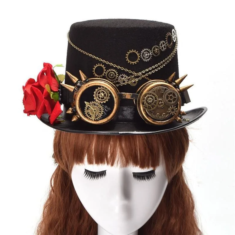 Vue 2 — Chapeau Steampunk Haut de Forme pour Femme