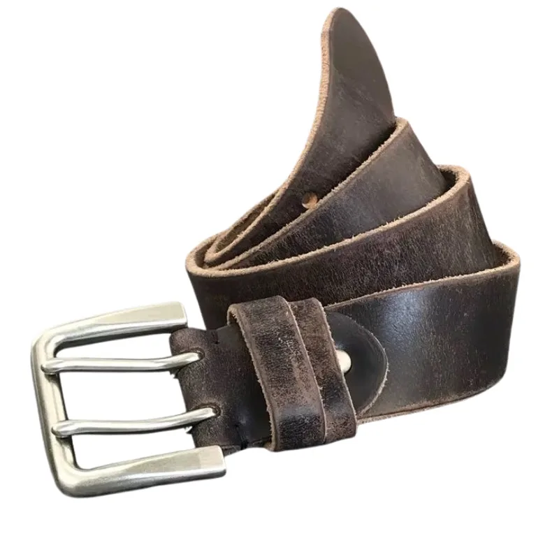 Vue 10 — Ceinture Marron en Cuir Vieilli