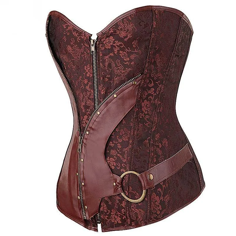 Vue 4 — Corset Steampunk Vintage Marron