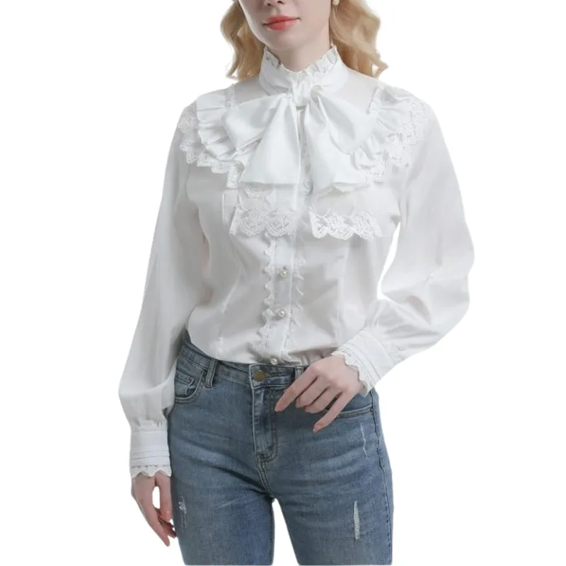Vue 2 — Chemisier Victorien Blanc Steampunk