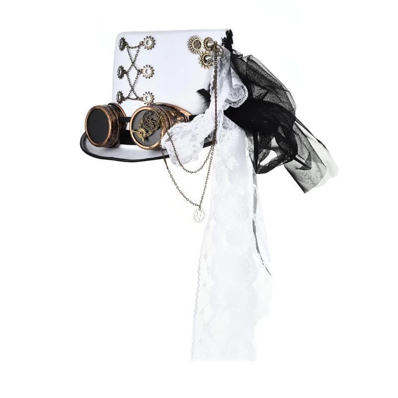 Vue 5 — Chapeau Steampunk Blanc