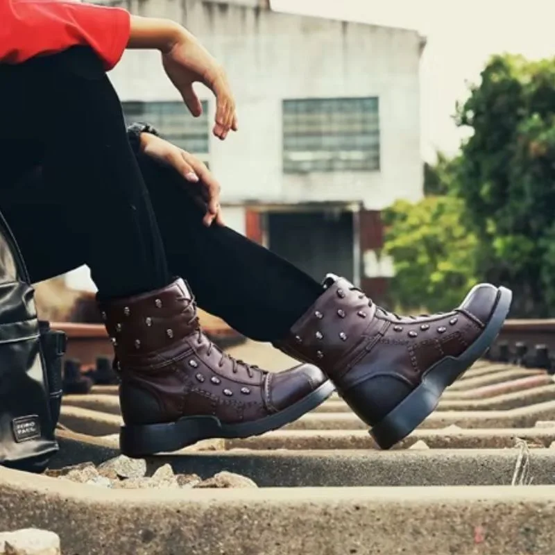 Vue 7 — Bottines Moto Marron