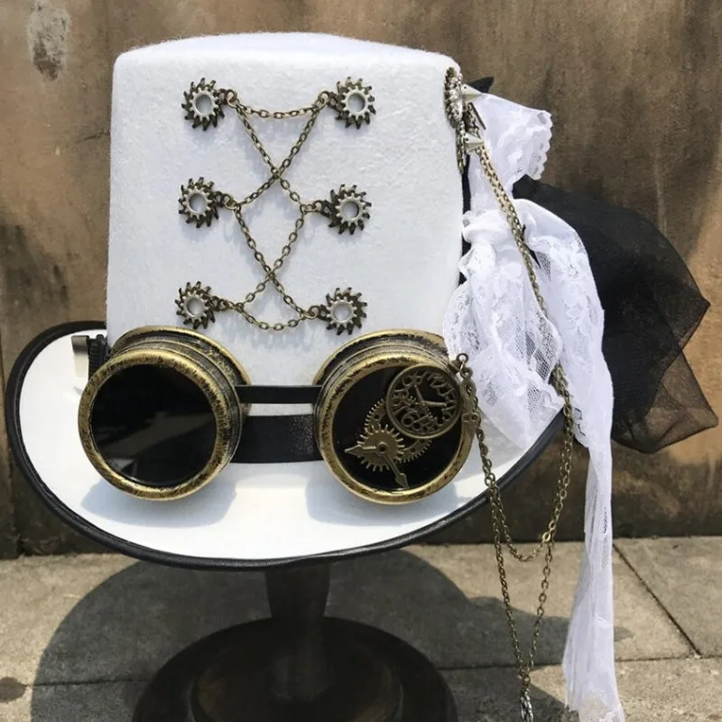 Vue 4 — Chapeau Steampunk Blanc