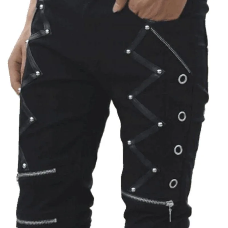 Vue 4 — Pantalon Zippé Homme Punk