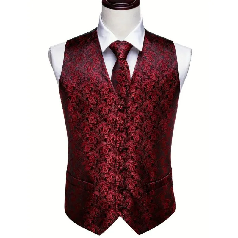 Vue 2 — Gilet Rouge Homme pour Mariage