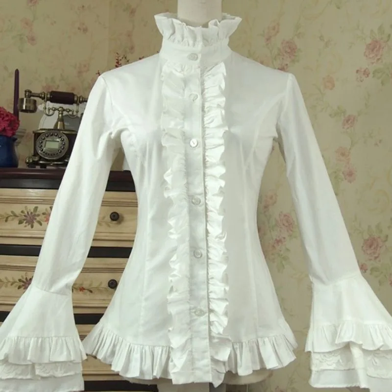 Vue 7 — Chemise à Jabot Goth Blanche