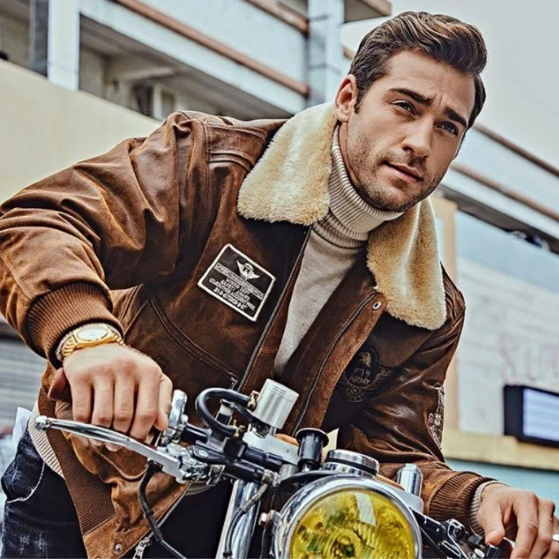 Vue 2 — Veste Steampunk Aviateur en Cuir