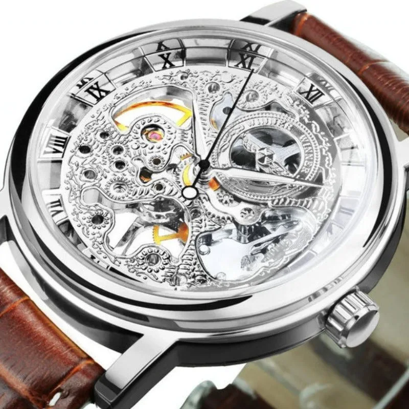 Vue 5 — Montre Homme Squelette Bracelet Simili