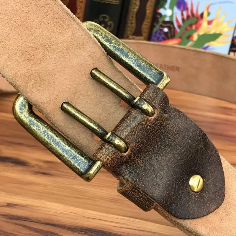 Vue 4 — Ceinture Marron en Cuir Vieilli