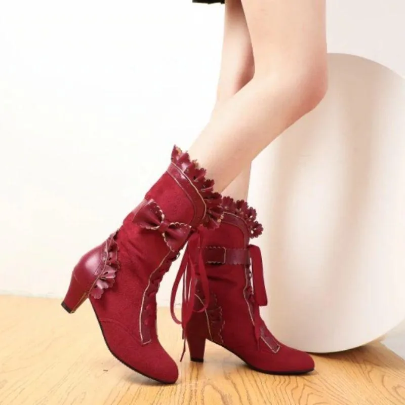Vue 2 — Bottines Steampunk Rouge