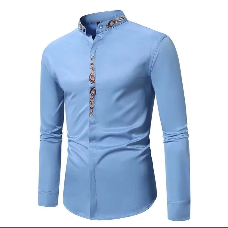 Vue 9 — Chemise à Col Mao Brodée