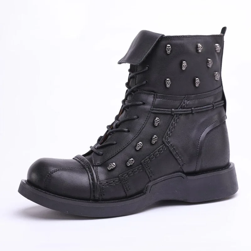 Bottines Moto pour Homme en Cuir