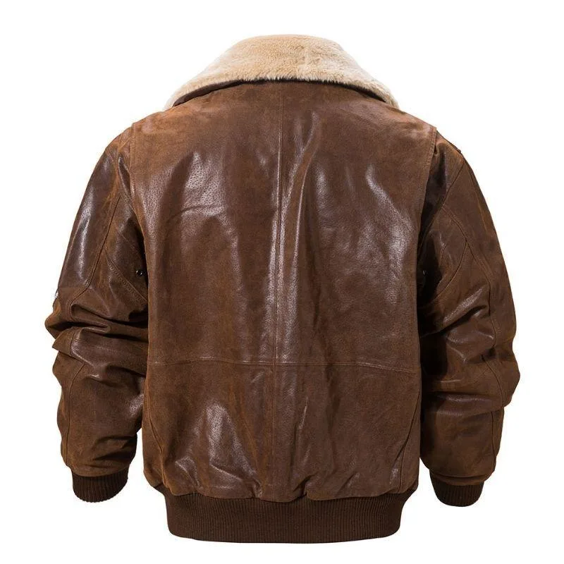 Vue 11 — Veste Steampunk Aviateur en Cuir