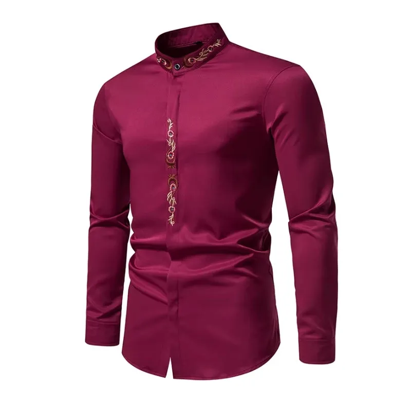 Vue 2 — Chemise à Col Mao Brodée