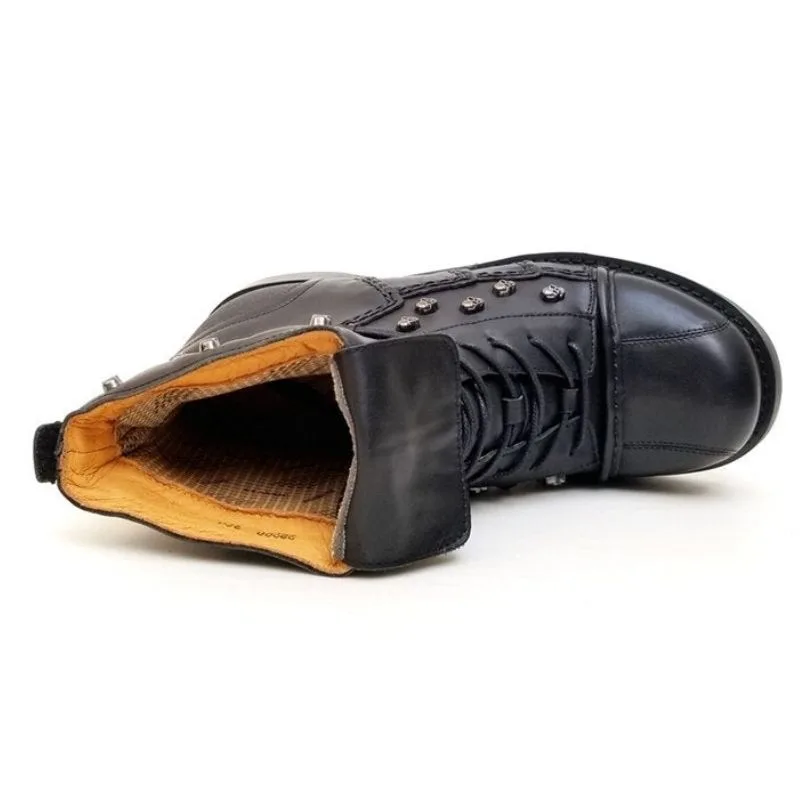 Vue 2 — Bottines Moto pour Homme en Cuir