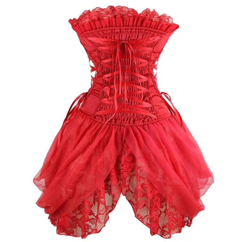 Vue 5 — Corset Rétro Rouge pour Femme