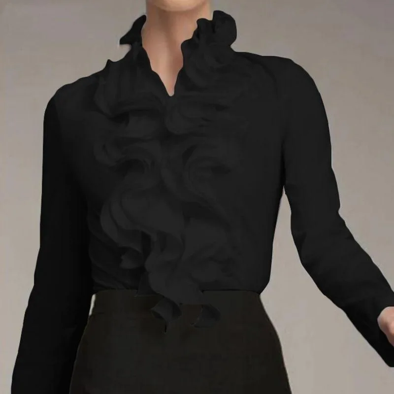 Vue 2 — Blouse Victorienne Col Volanté Femme