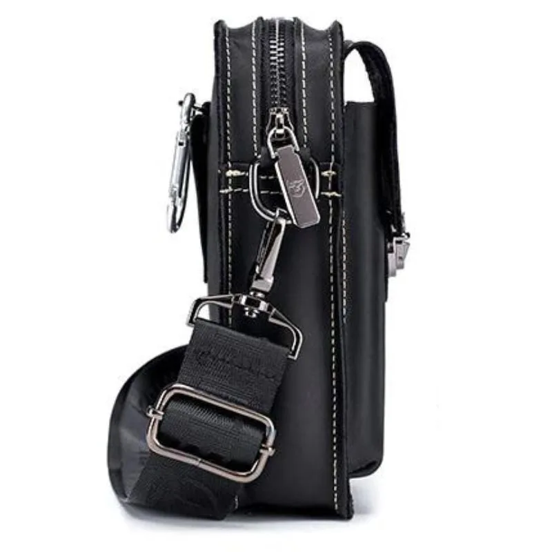 Vue 3 — Pochette Cuir Homme Bandoulière