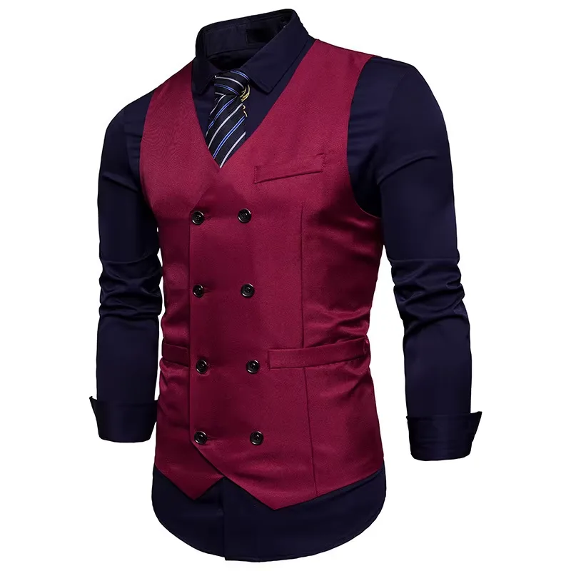 Vue 3 — Gilet de Costume Rouge