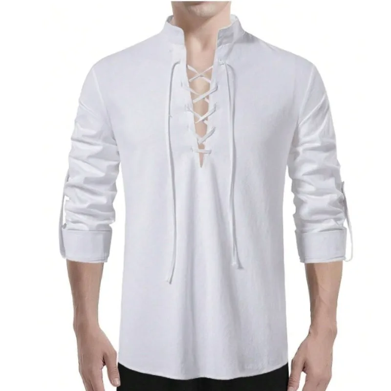 Vue 2 — Chemise Col à Lacet Homme
