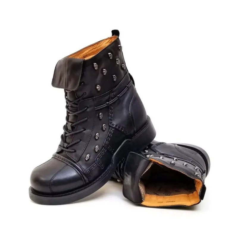 Vue 7 — Bottines Moto pour Homme en Cuir