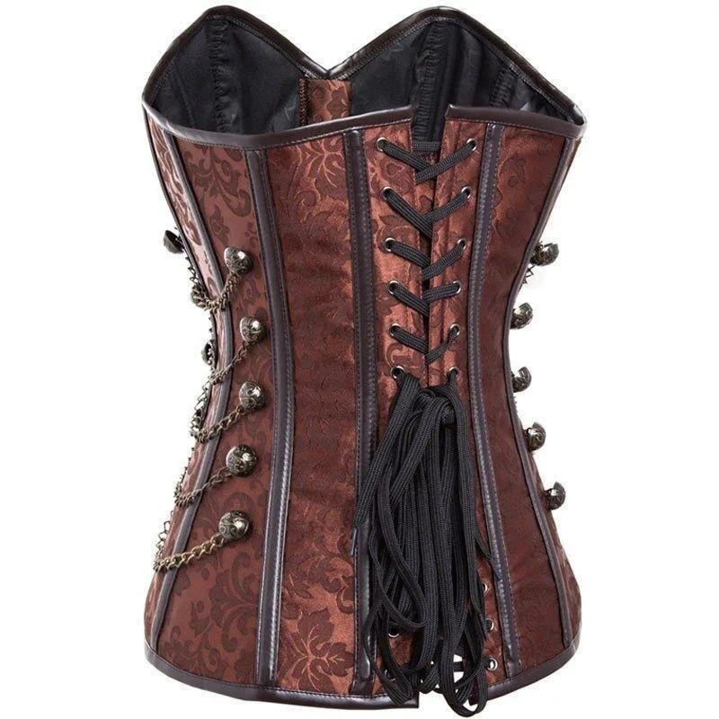 Vue 5 — Corset Steampunk Marron