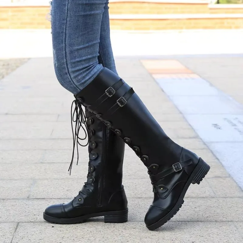 Vue 2 — Bottes Steampunk Hautes Sans Talons
