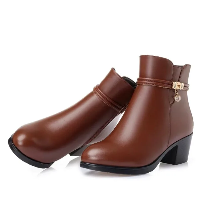 Vue 6 — Bottines en PU Marron à Talon