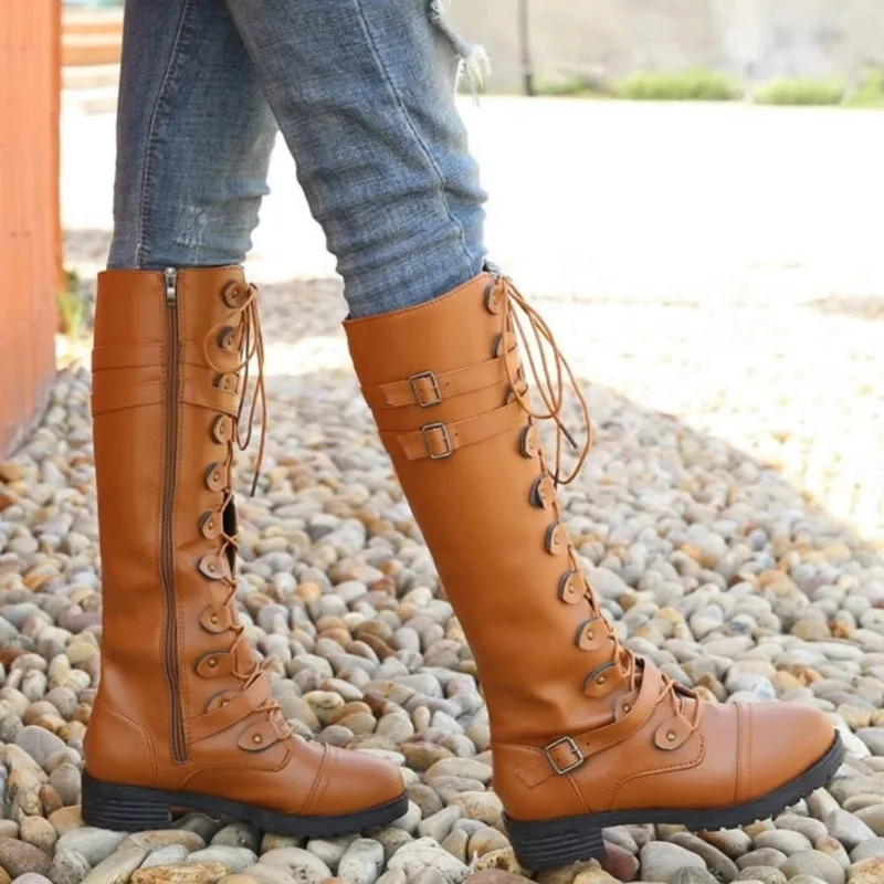 Vue 6 — Bottes Steampunk Marron en PU