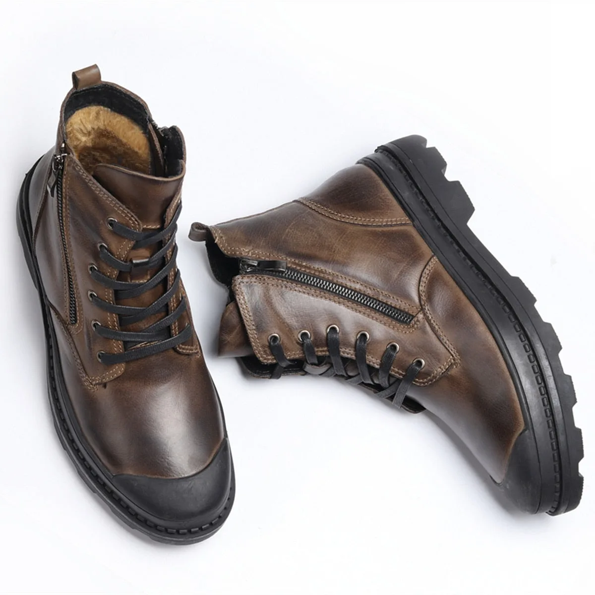 Vue 3 — Bottines Cuir Vintage pour Homme